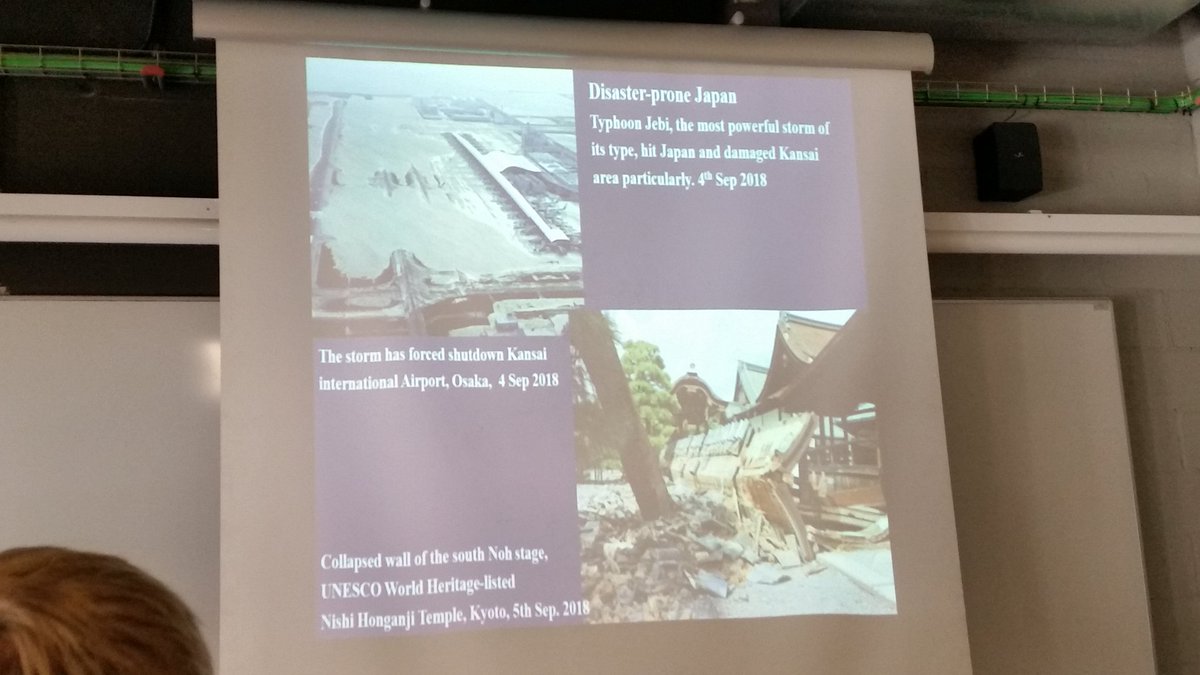 DrMairiDavies's tweet photo. #s467 Katsuyuki Okamura discusses the impact of multiple natural disasters on the cultural heritage of Japan.  Disasters *this week* impacted on his journey to #EAA2018. https://t.co/S3cQG6v39T