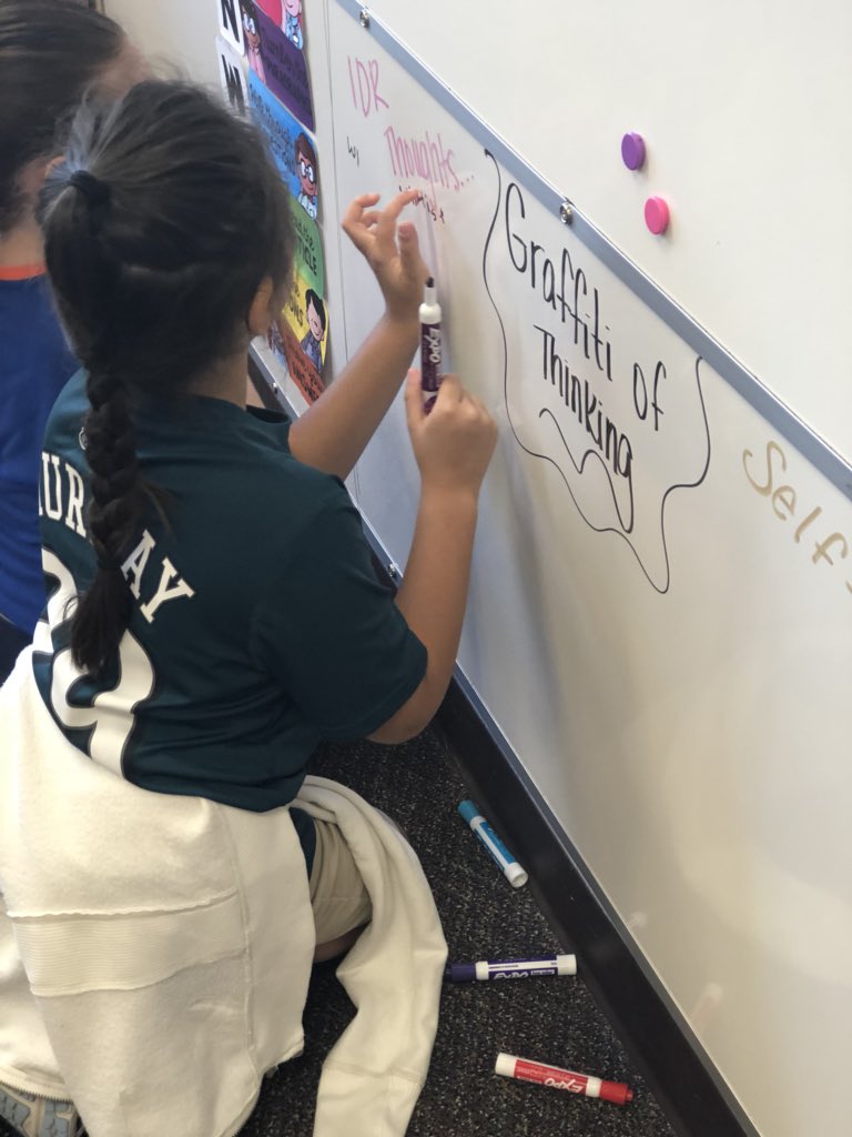 MrsCarr15's tweet photo. Totally inspired by @mrspleasant12 and made a graffiti wall to use during IDR. #IDR #readthinktalkwrite https://t.co/nlsTMiziPx