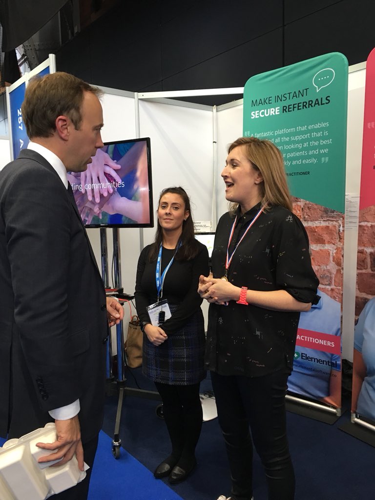 This has just made my day! <a href="/Its_Elemental/">The Elemental</a> meeting <a href="/MattHancock/">Matt Hancock</a> at #Expo18NHS @ExpoNHS launched 2 yrs ago at Expo and now mtg Sec of State @JEN_Elemental