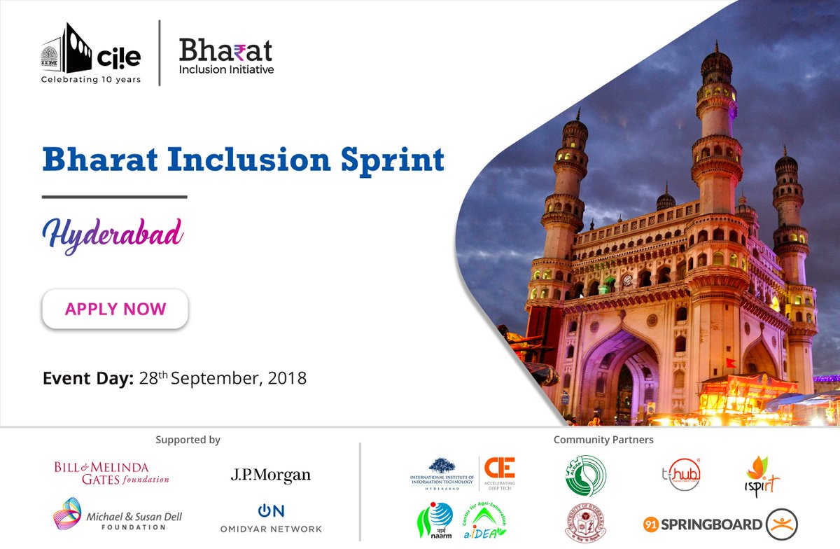 📢 Calling all startups in the #FinTech💳📲 &amp; #Livelihood sector for the <a href="/BharatInclusion/">Bharat Inclusion Initiative</a> Sprint🚀 in #Hyderabad. Learn how to build solutions for Bharat🇮🇳 and more. Register here 👉🏻 bit.ly/BharatInclusio… 

#FinancialInclusion #BuildingForBharat
