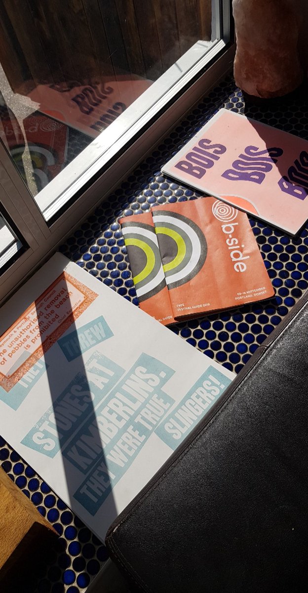 Caitlin_Akers's tweet photo. Out and about on Portland today, distributing my prints for @bsidefest so far you can pick them up in The Sugar Loaf cafe, White Stones cafe, Vintage 7 cafe &amp; the Wakeham telephone box library. Keep your eyes peeled for them around the Island &amp; feel free to take one! #bsidefest https://t.co/9hLiVA29UT