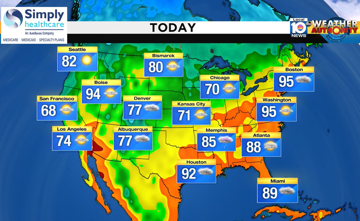 Here is the national forecast for today Presented by Simply Healthcare https://t.co/3BDlEKpP0y