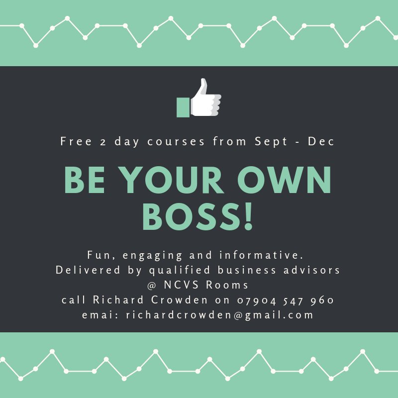 NottinghamCVS's tweet photo. Have you ever thought of working for yourself? Take the first step to starting your own business! #NCVSRooms #notts #Nottingham https://t.co/LJIVn9QWN5