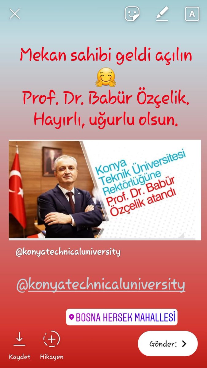Rektörümüz olarak Prof.Dr.Babür Özçelik hocamız atanmıştır. Hayırlı olsun dileklerimizle..🤗