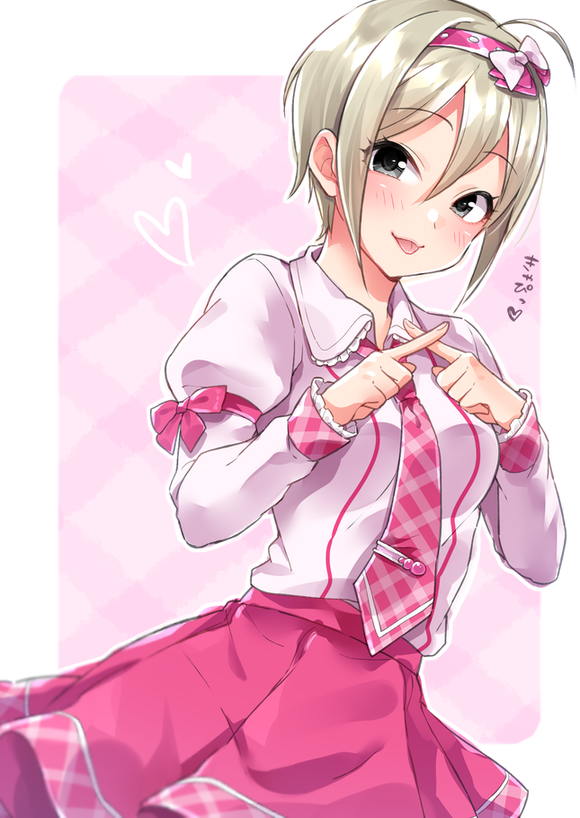 塩見周子 「ピンクいチェックの塩見しゅーこ…! 」|虎んとのイラスト