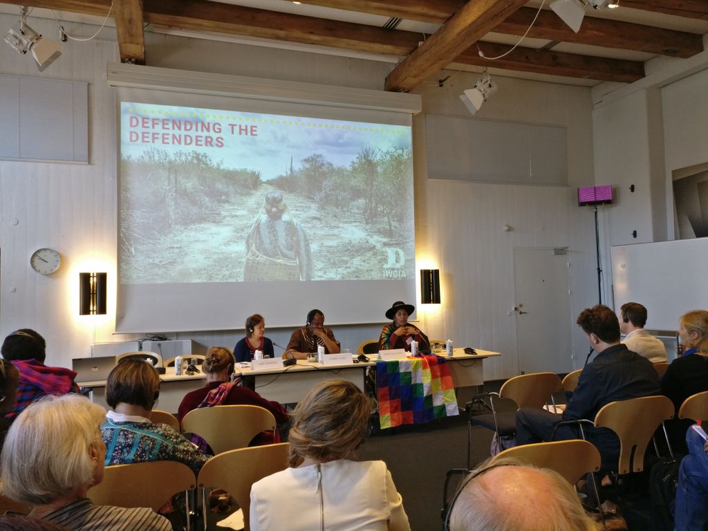 We've been with @IWGIA at the #iwgia50years conference on #indigenous defenders as it has continued today, debating the root causes of attacks: #landrights, criminalisation and impunity. #DefendingDefenders