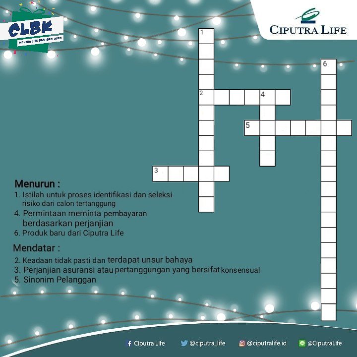 CLBK hadir lagi! Kali ini kadonya adalah Pulsa 50.000 untuk 6 orang pemenang. Cara dan syaratnya mudah :
1. Follow akun Ciputra Life
2. Like postingan ini dan 5 postingan lainnya
.
#CLBK #KuisCiputraLife #Kuis #kuisberhadiah #infokuis #Asuransi #CiputraLife