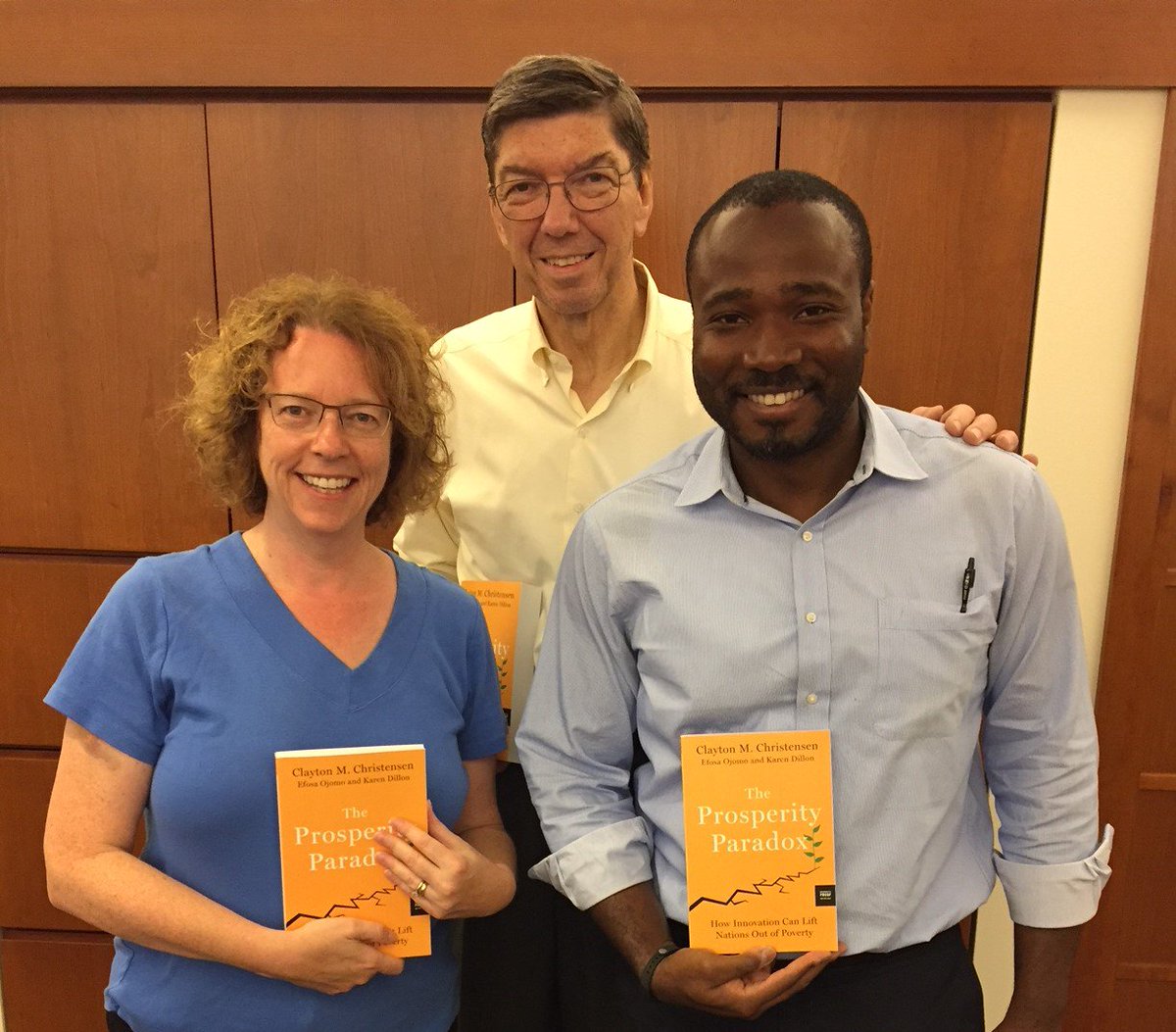 claychristensen's tweet photo. A special moment to see the galleys of our new book and share smiles with the team. https://t.co/o0Ab3kwdhH