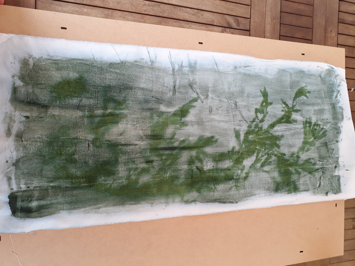 KellyTimandSam's tweet photo. Had to bring my super big seaweed #anthotype in from the rain, I need sunshine for anthos! @Gravityfields @Guildhall_Arts #gravityfields2018 https://t.co/0uLlczNAQw