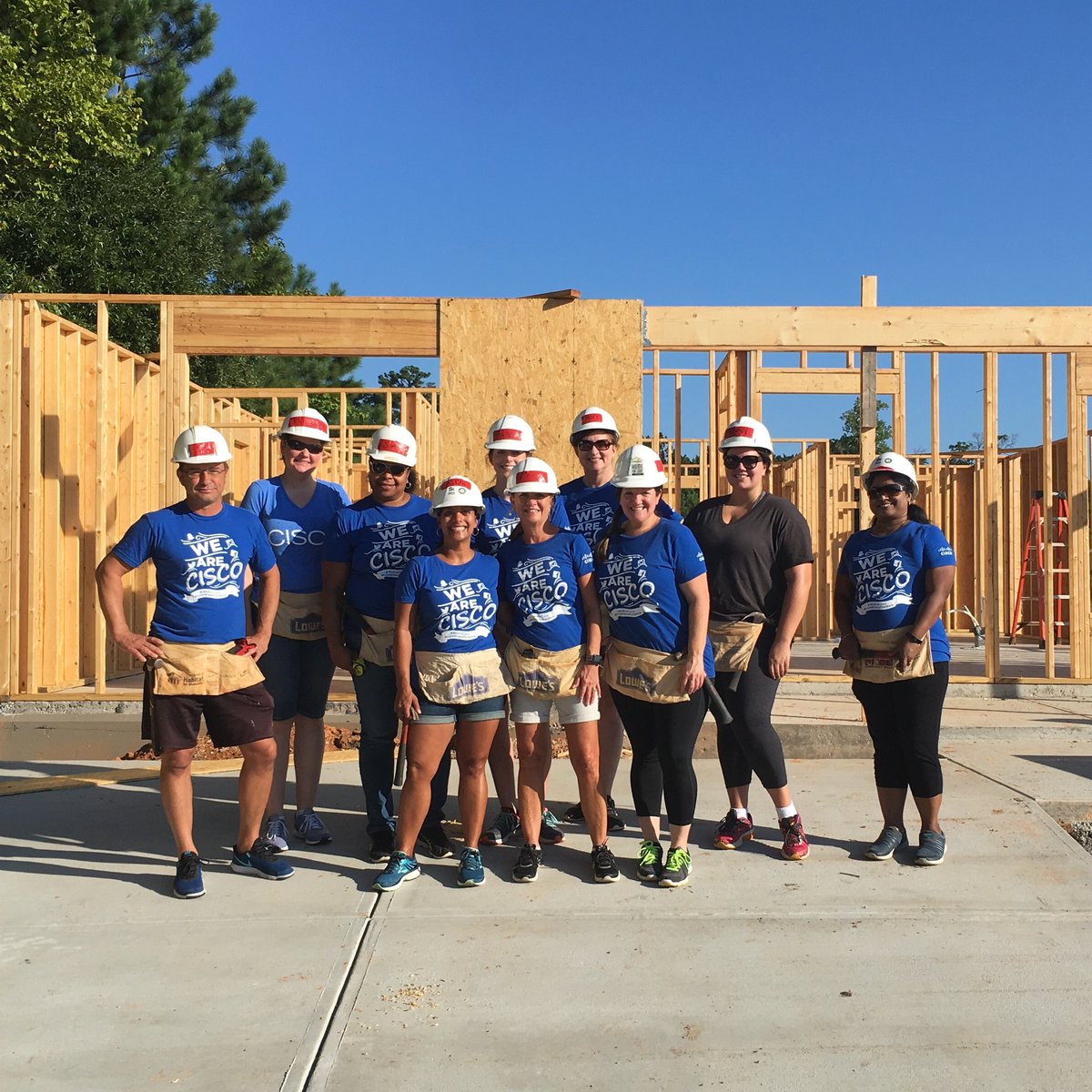 FrancesBettis's tweet photo. My #TalentAcquisition Peers are building a house with @Habitat_org for #giveback week. Looking good guys! #WeAreCisco #LoveWhereYouWork #recruiter #jobs #hiring #BeTheBridge https://t.co/dtATN4fKkG