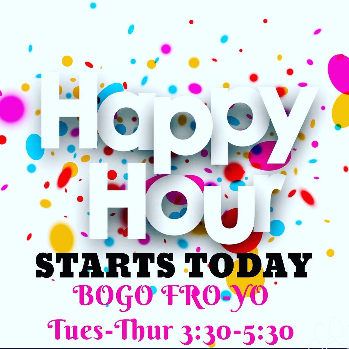 EmersonsFroYo's tweet photo. Join us at Emerson's for HAPPY HOUR, starting today! Happy Hour is Tues-Thurs from 3:30-5:30, enjoy a BOGO Fro-yo (of equal or lesser value)! *limited time only #happyhourisback #bogofroyo #emersonsbythebay #newbaltimoremi #happyhouristhebesthour #froyoyourway https://t.co/v7veVsLVVL