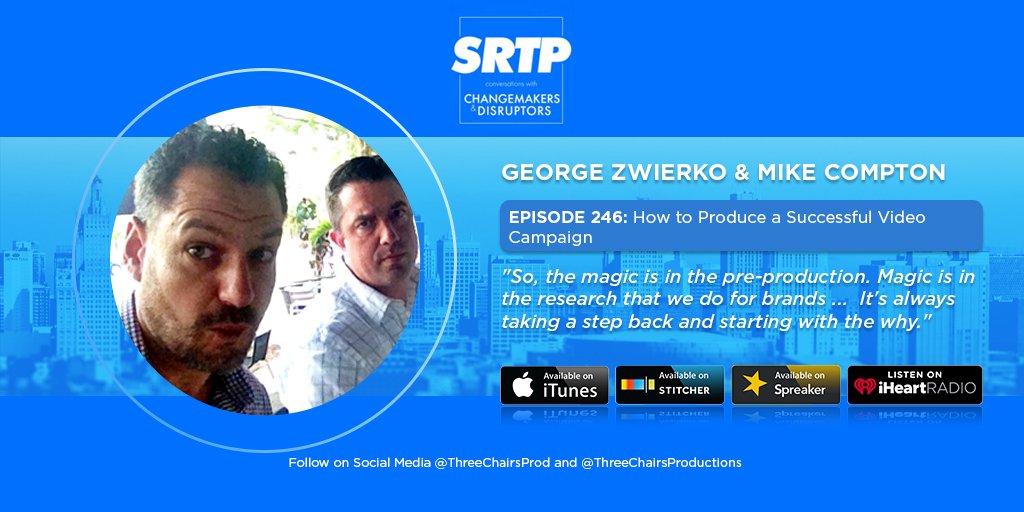 Take your #brand's video experience to the next level. Discover How to Produce a Successful Video Campaign with <a href="/ThreeChairsProd/">Three Chairs Prod</a> Co-Founders <a href="/zwierko/">George Zwierko</a> and Mike Compton. 

Tune in and listen to their #entrepreneurial journey now! bit.ly/2Cgjr42