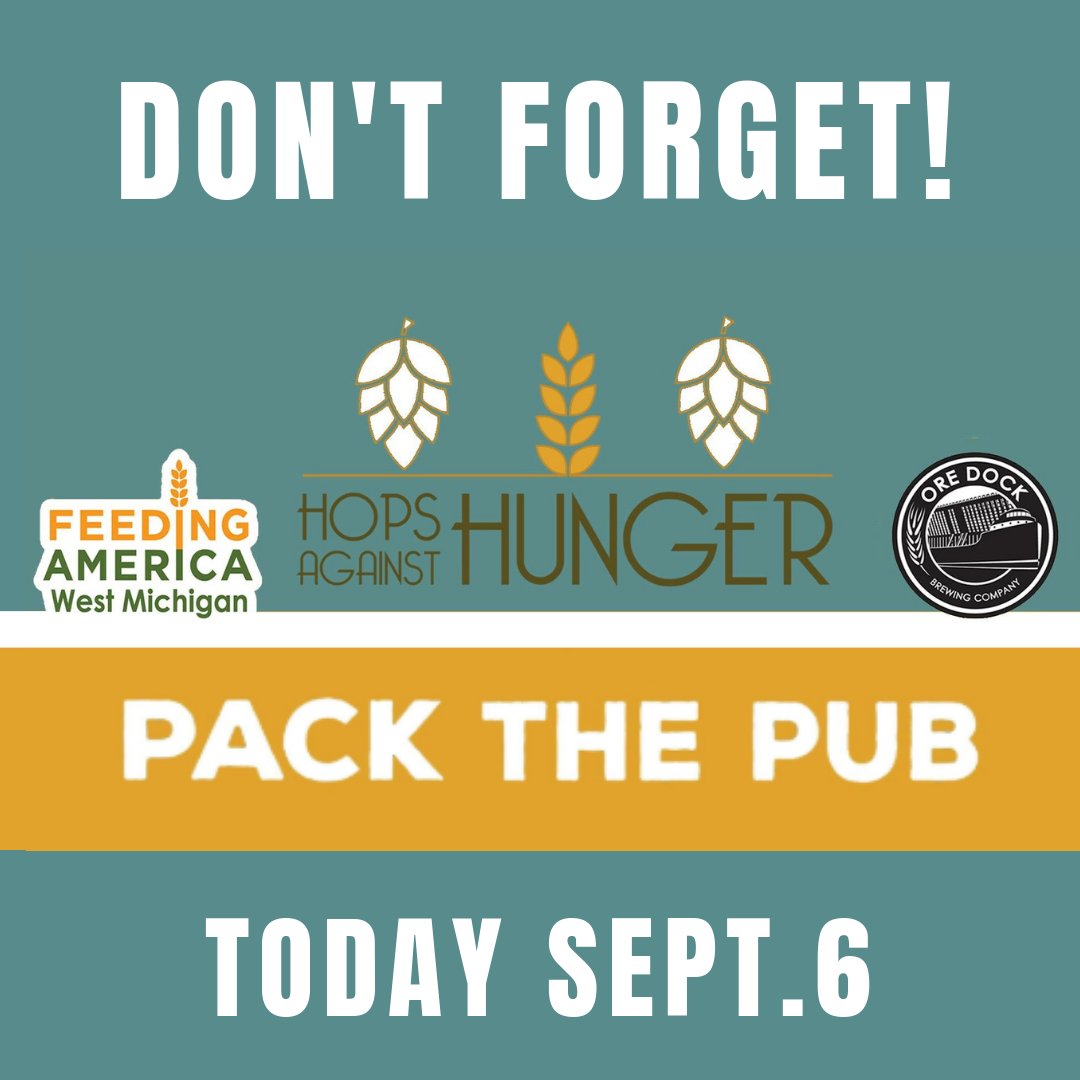 feedingwestmich's tweet image. Today&apos;s the day! In case you missed it, @oredockbrewing is hosting a Pack the Pub event for Hops Against Hunger. Grab your buddies and head over there from 4-11PM to #drinkbeer and #solvehunger!