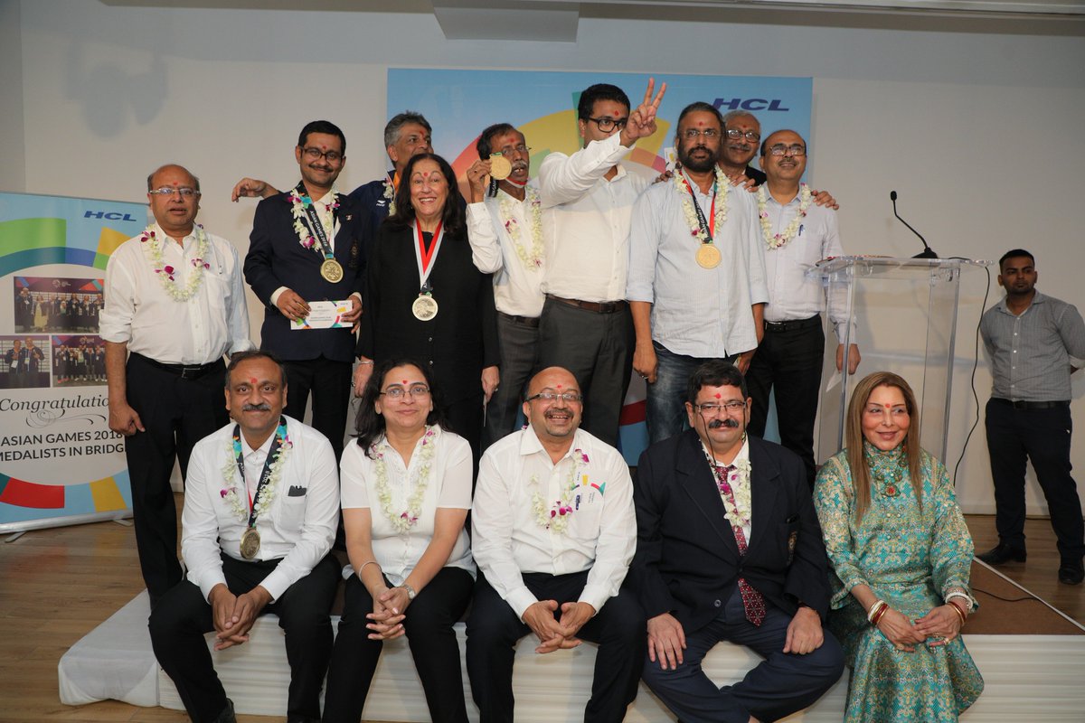 HCLGroup_'s tweet photo. HCL hosted a felicitation ceremony for The Indian Bridge Team who made the country proud by winning 3 medals in the recently concluded #AsianGames2018. Catch the snippets of the ceremony that took place in Delhi yesterday.
#HCLBridge #HCLforSports #AsianGames https://t.co/ZKzjtxOSJy