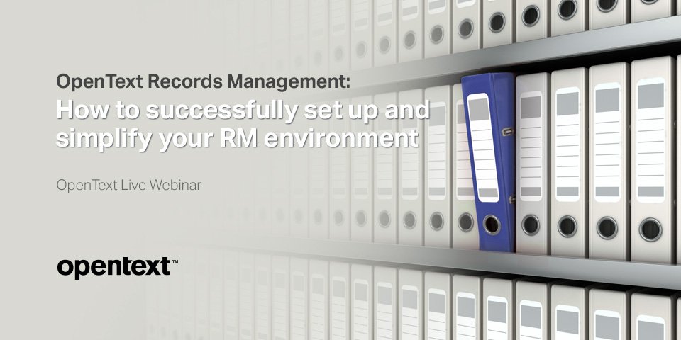 Cloud4Devs's tweet photo. Are you just starting out with OpenText’s Records Management (OTRM) for Content Suite? Or are you an RM veteran looking to update your knowledge to our latest release? You'll want to attend our #OpenText RM #OTLive webinar next week! https://t.co/GxuQet2S1n https://t.co/a6L2zvN4Jh