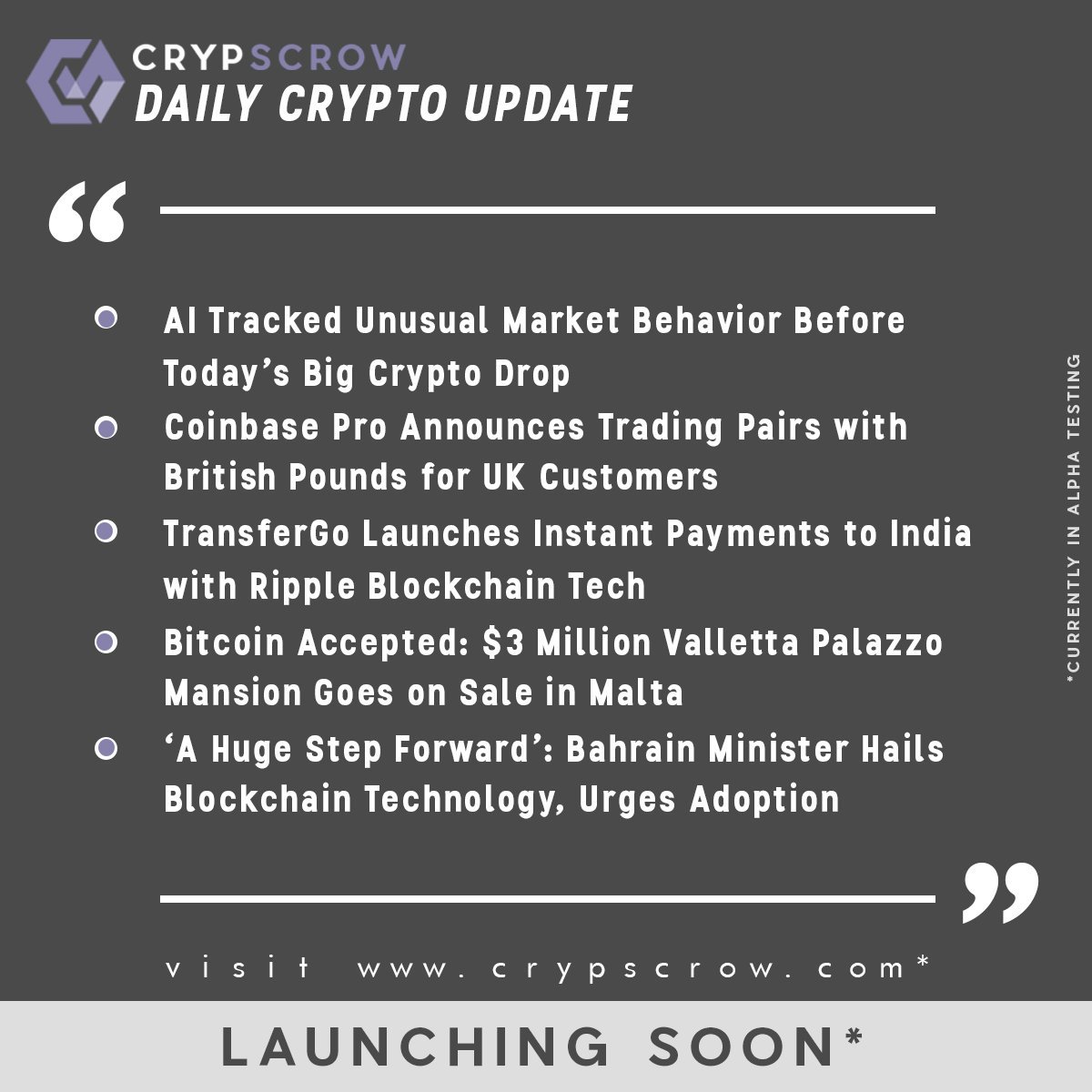 CrypScrow's tweet photo. #dailycryptoupdate #cryptonews #ai #tracked #coinbase #pro #gbp #ukcustomers #tranafergo #instantpayments #ripple #india #bitcoinaccepted #mainson #sale #malta #blockchain #adoption #bahrain #crypscrow visit https://t.co/mSbonUt77X https://t.co/cUzAgilFTK