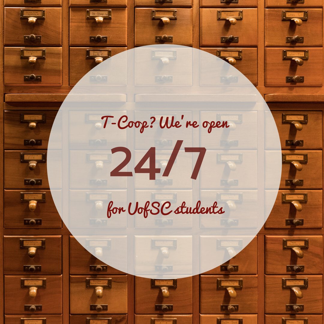 UofSClibraries's tweet image. Did you know that #tcoop is open 24/7? We are here for you #onyourtime