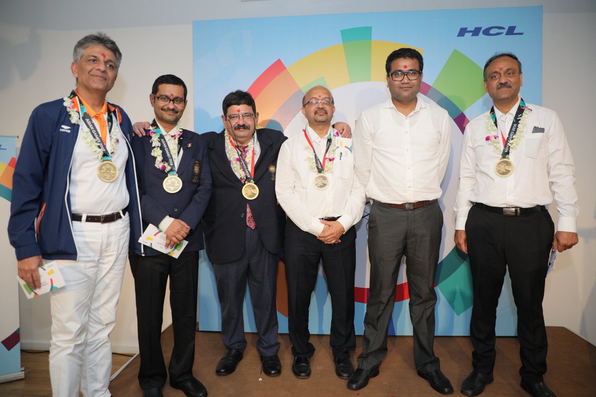 HCLGroup_'s tweet photo. HCL hosted a felicitation ceremony for The Indian Bridge Team who made the country proud by winning 3 medals in the recently concluded #AsianGames2018. Catch the snippets of the ceremony that took place in Delhi yesterday.
#HCLBridge #HCLforSports #AsianGames https://t.co/ZKzjtxOSJy
