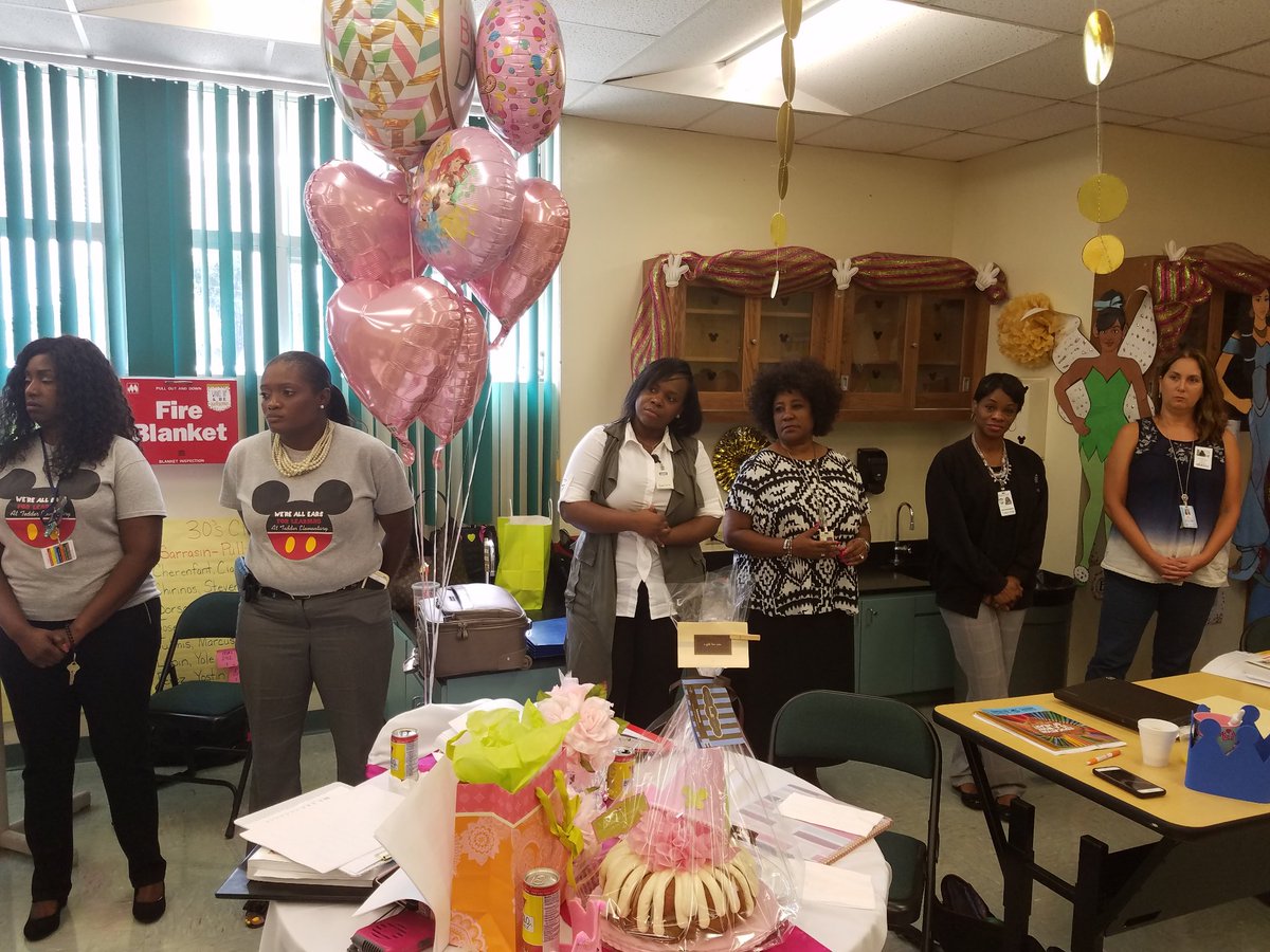 Cadre 8's first cadre meeting for the 18-19 year.  Celebrating literacy,  each other,  and Cadre director Jacquelyn Haywood's birthday.   Thanks Tedder Elem and principal Shinita Beavers. #bcps #ospa #tedderelementary
