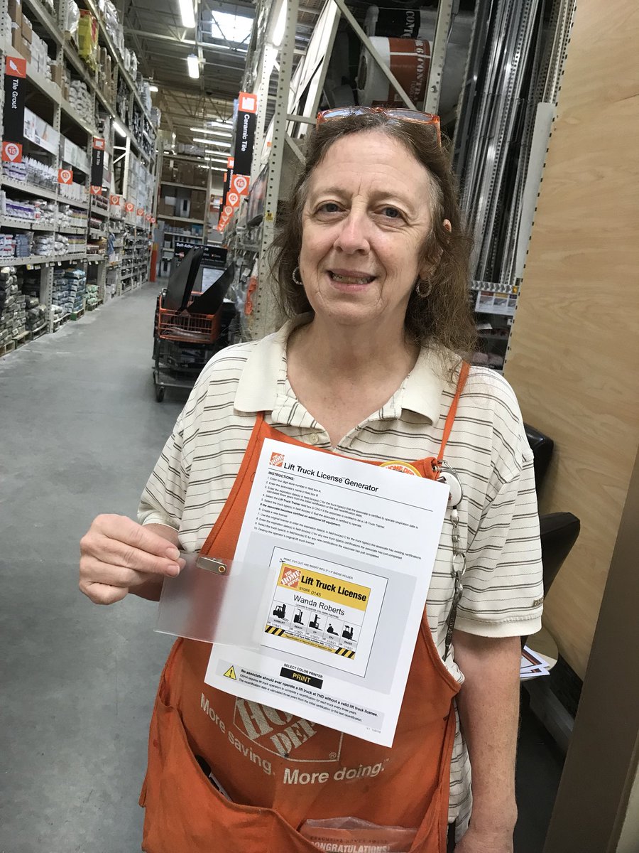 Carla Brown (@carlabrownthd) on Twitter photo Wanda showing off her new lift license. Wait...too much? She said I knew you would tweet this. Yes I did. <a href="/Depot145/">Home Depot #145</a> <a href="/Kooky_kitty/">Patty Beswick</a> Wanda showing off her new lift license. Wait...too much? She said I knew you would tweet this. Yes I did. <a href="/Depot145/">Home Depot #145</a> <a href="/Kooky_kitty/">Patty Beswick</a>