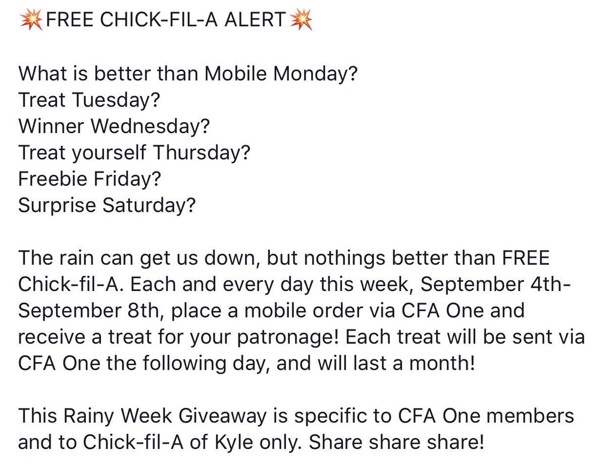 CFA_Kyle's tweet photo. Treat yourself Thursday is here!! https://t.co/XRBwFUekDc