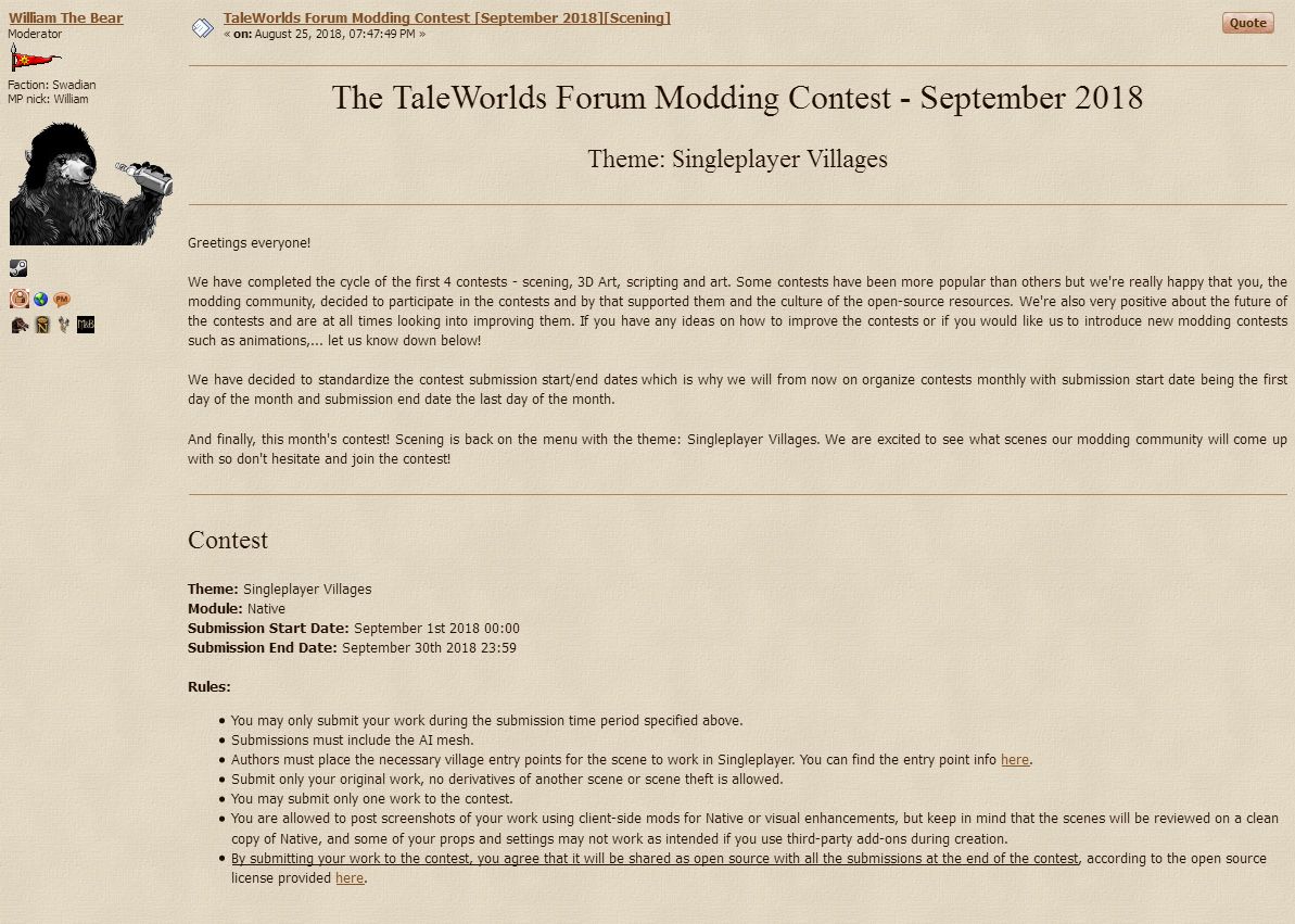 Ab Jab On Twitter Taleworlds Forum Modding Contest Live