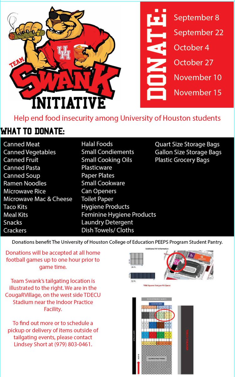 TeamSwankUH's tweet photo. Here's the flyer for this years's Team SWANK Initiative. It includes suggested items and info about where to drop off and how to donate. https://t.co/eP8zvt3clb