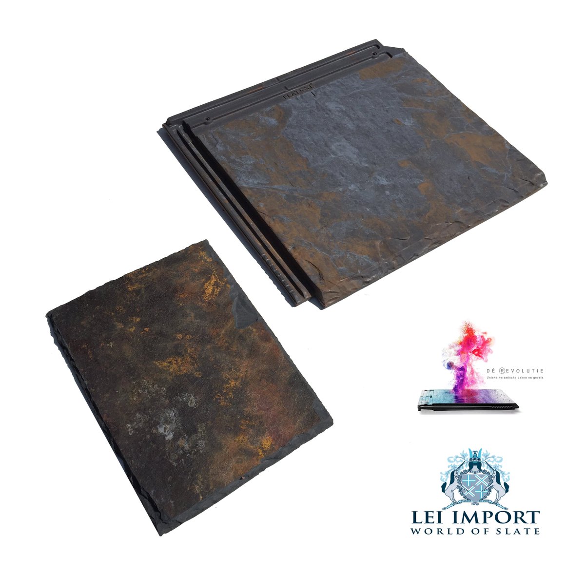 Rob_Canton's tweet photo. Keramische pan met #leisteen structuur en Inkjettechnologie. 21 unieke prints per kleursoort, dus geen repeterend beeld! Voor #gevels en #daken. Ontdek ook de kleuren: Beton, Hout, Natuurlei, Natuursteen, Marmer en Oxide. Tejas Borja #BorjaJET #architecture #slate #pannen https://t.co/57i00SystK