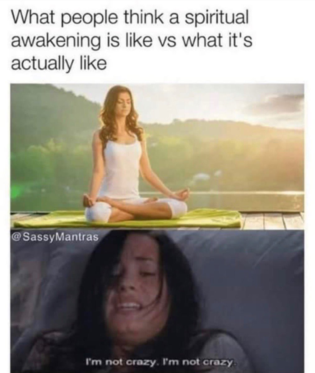 CassadagaMedium's tweet photo. What people think a spiritual Awakening is like vs what it is actually like...🤔😱 https://t.co/Lz3gqsqrhm