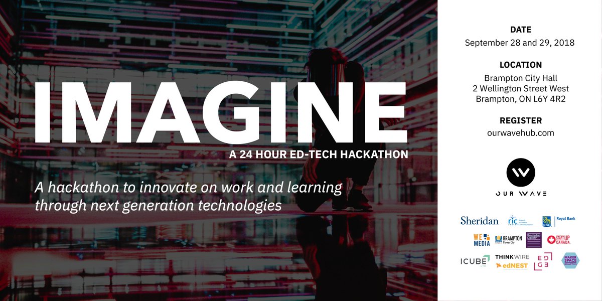 🚨 Hackathon Alert 🚨 <a href="/ourwavehub/">Our Wave Hub</a> is hosting a 24-hr #edtech hackathon Sept 28 - 29 at Brampton City Hall. Info 👇 #cdntech #TheFutureOf