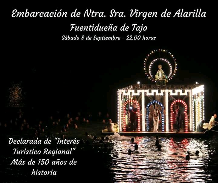 VisitMadrid_es's tweet photo. Este fin de semana, Fuentidueña de Tajo celebra las fiestas en honor a la Virgen de Alarilla, con numerosas actividades y con la Embarcación de la Virgen (8 de septiembre) como acto emblemático y declarado de Interés Turístico Regional https://t.co/Rbf0Wnn4bZ https://t.co/PsixMZvWzs
