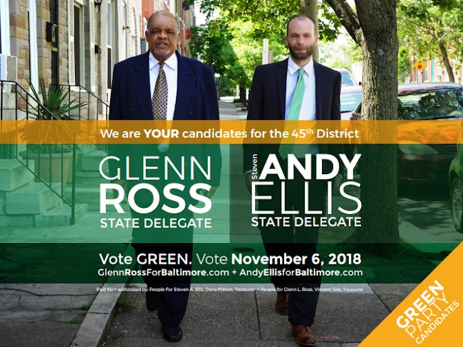 DrMFlowers's tweet photo. We have an opportunity for the #GreenParty to make a LEAP of progress in #Maryland.

Andy Ellis and Glenn Ross are taking on one of the most entrenched delegations in the state in a race with 3 winners.

Donate to them. I did! https://t.co/3UsnpBcwgx

@mdgreens @baltimoregreens https://t.co/T2GzpAG36v