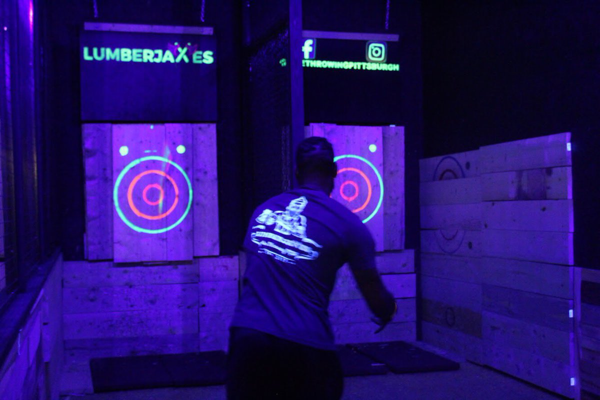 axethrowingpgh's tweet photo. #cosmicaxes is TONIGHT!!! Join us in Millvale from 6-10PM for some bangin’ music and flying axes! Tournaments: $35/person & Walk-ins: $20/person per hour ⛏🎵🎧 #lumberjaxes #axethrowing #pittsburgh #EDM https://t.co/gqeuuXUno7