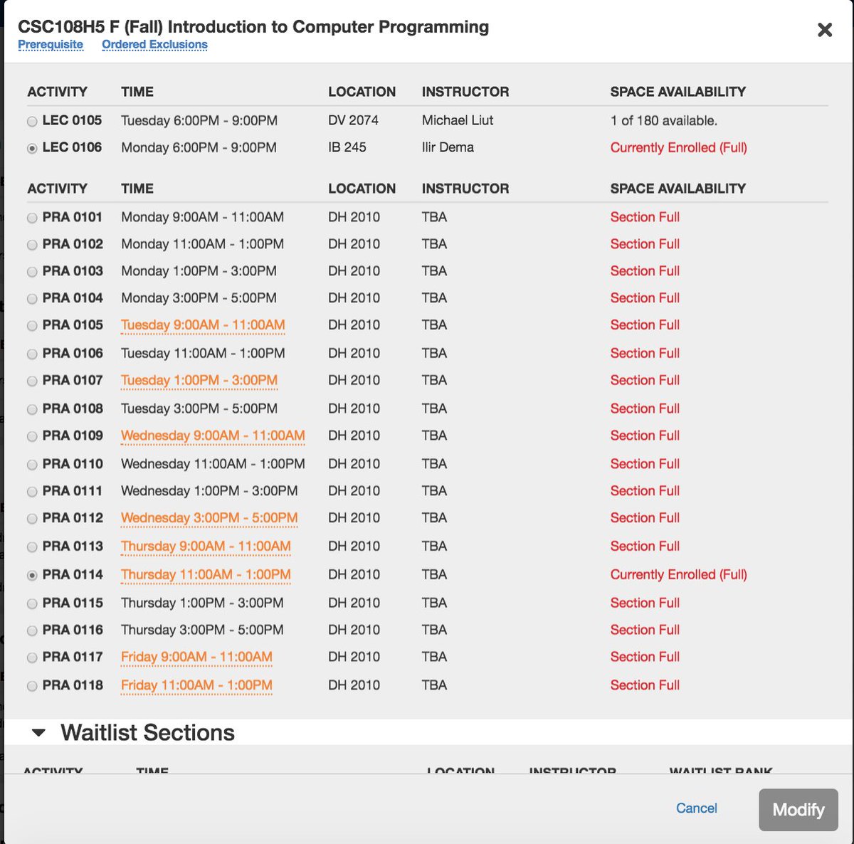 hellogabbo's tweet photo. @UTMRegistrar Hey UTM Registrar! I'll like to change my tutorial timing but all the sections are full. So anyone trying to swop is stuck in this situation where no changes can be made. Is there anyway around it? https://t.co/Glmx5QR51H