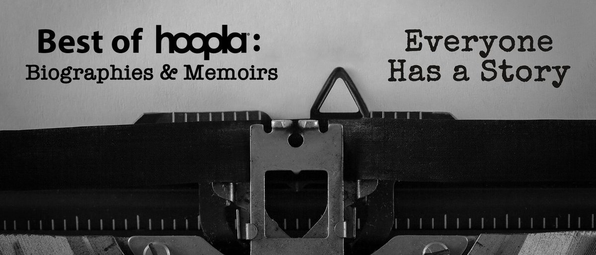 hoopla banner with a closeup of a typewriter ribbon and key against the page