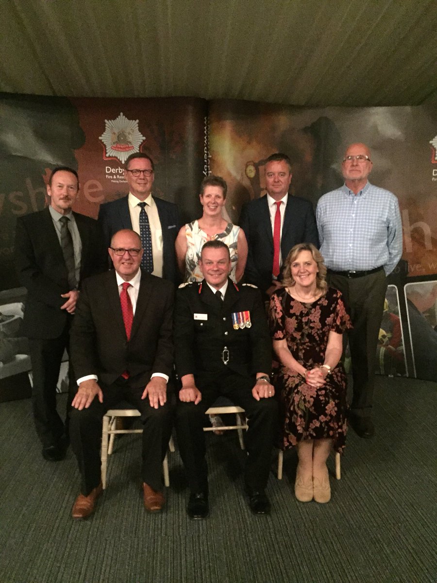 DerbyshireFRS's tweet photo. 20 and 40 year Long Service and Good Conduct Award recipients bring honoured at this evenings #DFRSAA18 awards being hosted by @terry103mc and Chair of the Fire & Rescue Authority Cllr. Kevin Buttery. #AA18 https://t.co/YncT1ONFo1