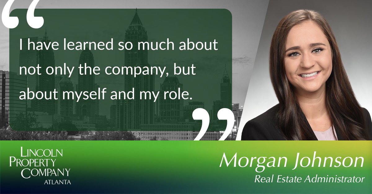 lincolnpropco's tweet photo. #FacesOfLPC: Morgan Johnson, a Real Estate Administrator here #LPCATL’s corporate #office, says she has grown immensely since joining us a year ago. “I have learned so much about not only the company, but about myself and my role.” #CRE #RealEstate https://t.co/NSHZ7oYmUp https://t.co/F771v5a26k