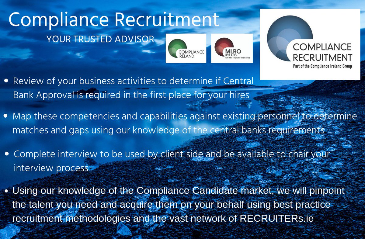 ComplianceIRL's tweet photo. Contact us to discuss all of your Compliance Recruitment needs!
Email: info@compliancerecruitmet.ie 
or visit our website:
https://t.co/7v1CLsOR82 #Compliance #recruitment https://t.co/agXqfOdyuN