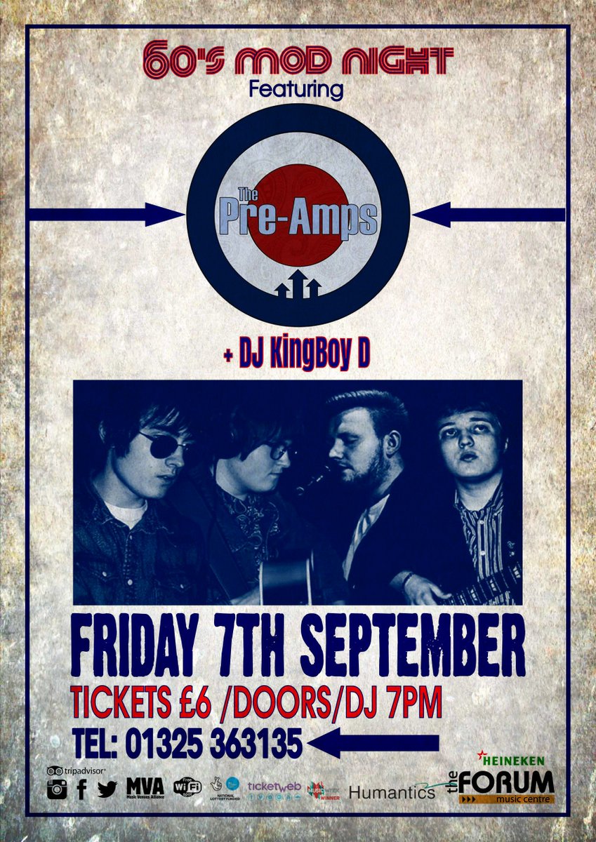 FlatHillPromo's tweet photo. Friday Night @thepreampsband playing covers from the likes of The Beatles, The Beach Boys, Small Faces, Manfred Mann, The Kinks, to name but a few! +  DJ KingBoy D
@WhatsOnDarlo @hmvDarlington @gr8musicvenues https://t.co/PFCdtQjR5R