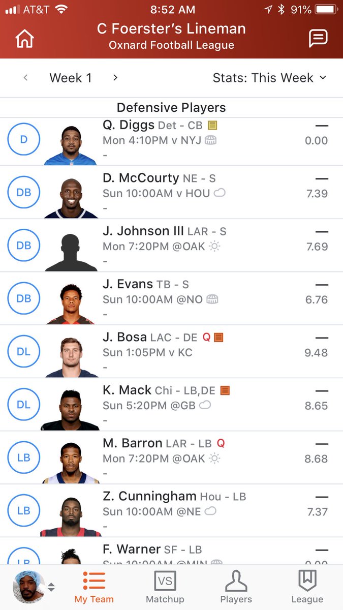 2ichard3rooks's tweet photo. @IDPwithBEE @Mike_Woellert I have McMillan on the bench and Geathers is still a FA. Do I bench McCourty? Don’t understand why he’s ranked so low every where he had 80 solo tackles last season. https://t.co/hO2hPO5LYO