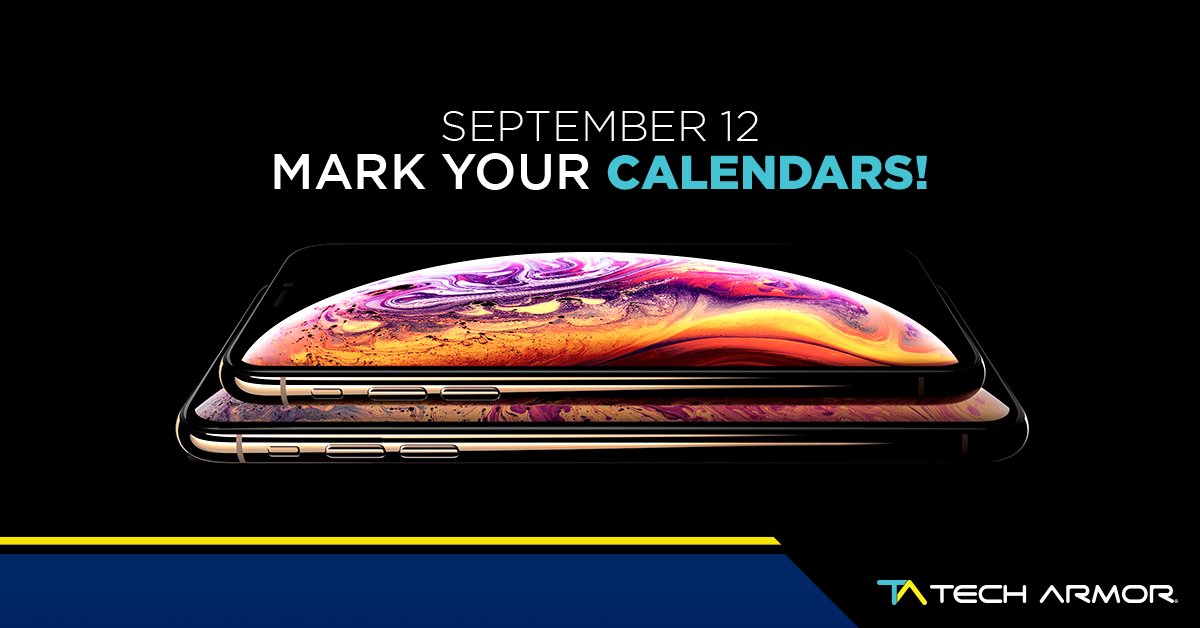 TA_TechArmor's tweet photo. We’ve got a date folks! 3 iPhones, 2 Apple Watches and 2 iPad Pros? All at the same day??? And we have a surprise of our own ;) #Apple #iPhone #iPad #TABlog https://t.co/aelIKEtUsG *Phone images from 9to5Mac https://t.co/e9ayCSMMBk
