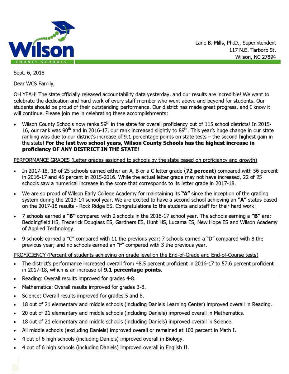 WilsonSchoolsNC's tweet photo. AMAZING PERFORMANCE DATA! The state officially released accountability data yesterday, and our results are INCREDIBLE!! We want to celebrate the hard work of every staff member and student! Our district has made great progress, and we know it will continue!! #WCSistheBEST https://t.co/BPF1H36Qmw