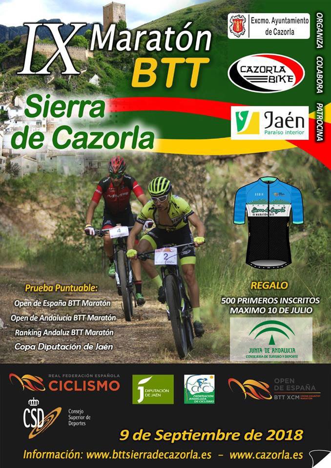 Si te gustan las carreras de #BTT, este domingo tienes una cita en #Cazorla con la IX Maratón BTT, prueba puntuable para #OpenEspañaMARATÓN18 #openandaluciaxcm #rankingandaluzxcm #copadiputacionjaenxcm
bit.ly/2PZw7iC <a href="/AytodeCazorla/">Ayto. de Cazorla</a> <a href="/dipujaen/">Diputación de Jaén</a> <a href="/bttcazorla/">BTT Sierra Cazorla</a> 🚵‍♂️🚵‍♂️