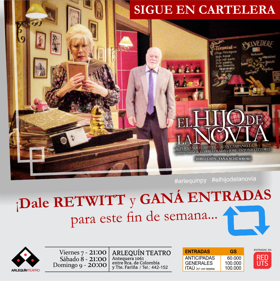 ArlequinPy's tweet photo. ¡SORTEO DE ENTRADAS! 🎭🎫🎟 #ElHijoDelaNovia #ArlequinPy
Para participar:
- Dale RETWITT.
- Seguí nuestro perfil: @arlequinpy
Simple, fácil... ⏳⌛⌚24 horas a partir de YA!!!🏃‍♂️🏃‍♀️ https://t.co/4gHM0TuyID