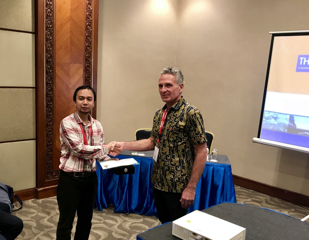 Our President, Paul von Hirtz delivering the first of three technical presentations by Thermochem at @inaga_iigce in Jakarta today.  This one was titled: 'New Techniques for Acid Brine Corrosion Control in Geothermal Wells' #geothermal #Indonesia #CorrosionControl