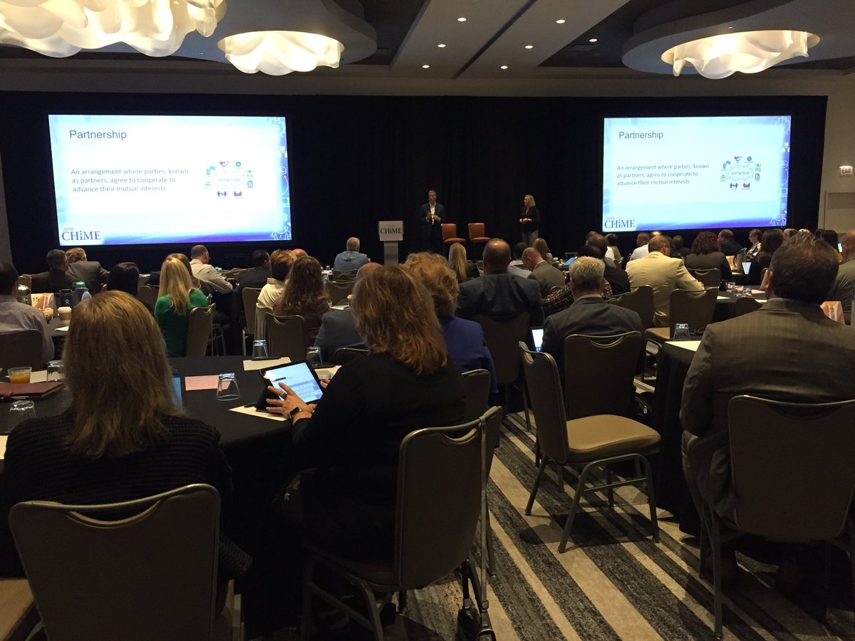 CIOCHIME's tweet photo. John Kravitz from Geisinger and @cedwardski  from @Imprivata lead their breakout session “Partnership: Cooperating to Advance a Mutual Interest” at #CPES18 #CHIMEFoundation https://t.co/n1KYfSbVVw