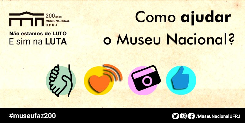 Quer ajudar o <a href="/MuseuNacional/">Museu Nacional/UFRJ</a> ...saiba como! bit.ly/ajudamuseu
Seja voluntário, doe peças para o acervo, faça doações financeiras, cadastre suas fotos do acervo! Sua ajuda é essencial :)