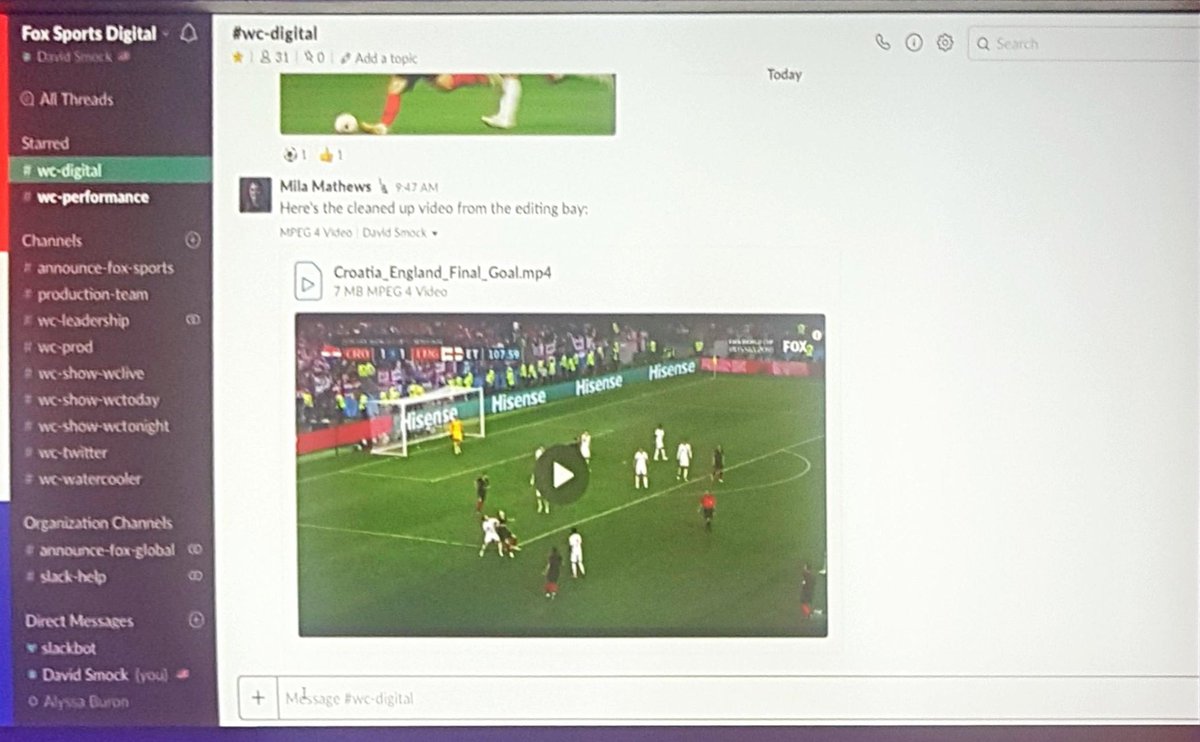 alanlepo's tweet photo. Nice demo of how @21CF @FOXSports used @SlackHQ during the World Cup.

#SlackFrontiers #FutureofWork #socbiz #ESN #EmployeeExperience https://t.co/v5aveZ8EZp