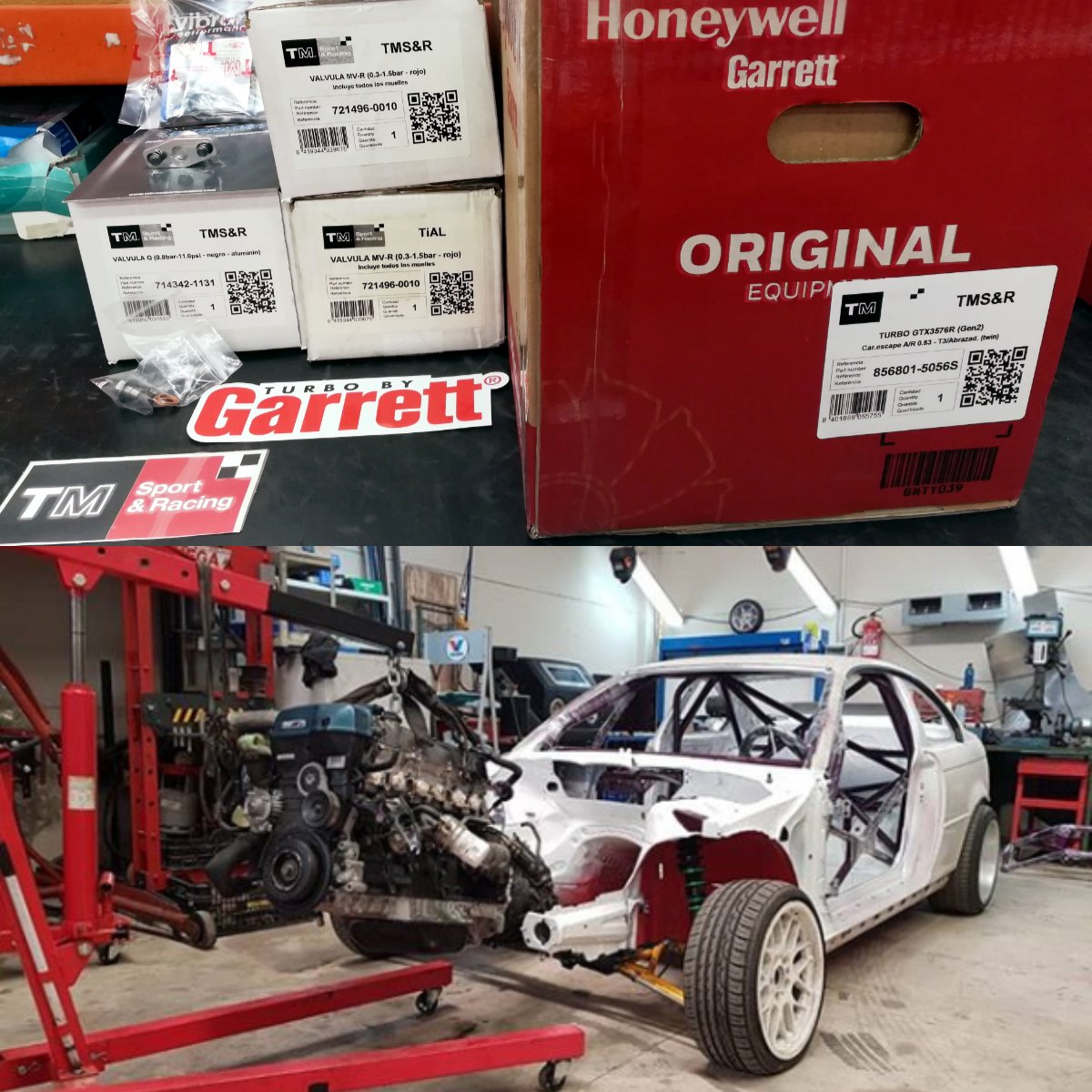 RMoleroE's tweet photo. New drift car: BMW E46 engine Toyota 2JZ @TurboByGarrett GTX3576R GenII - Wastegates @TiALSport &amp; Flanges @VibrantPer4mnce 

#TurboLife #TMSportRacing @openslalomdrift #TurboByGarrett #BMWE46 #BMWTurbo #Drift #RaceCar #NoTurboNoParty #Turbo https://t.co/fEDnXHbHiS