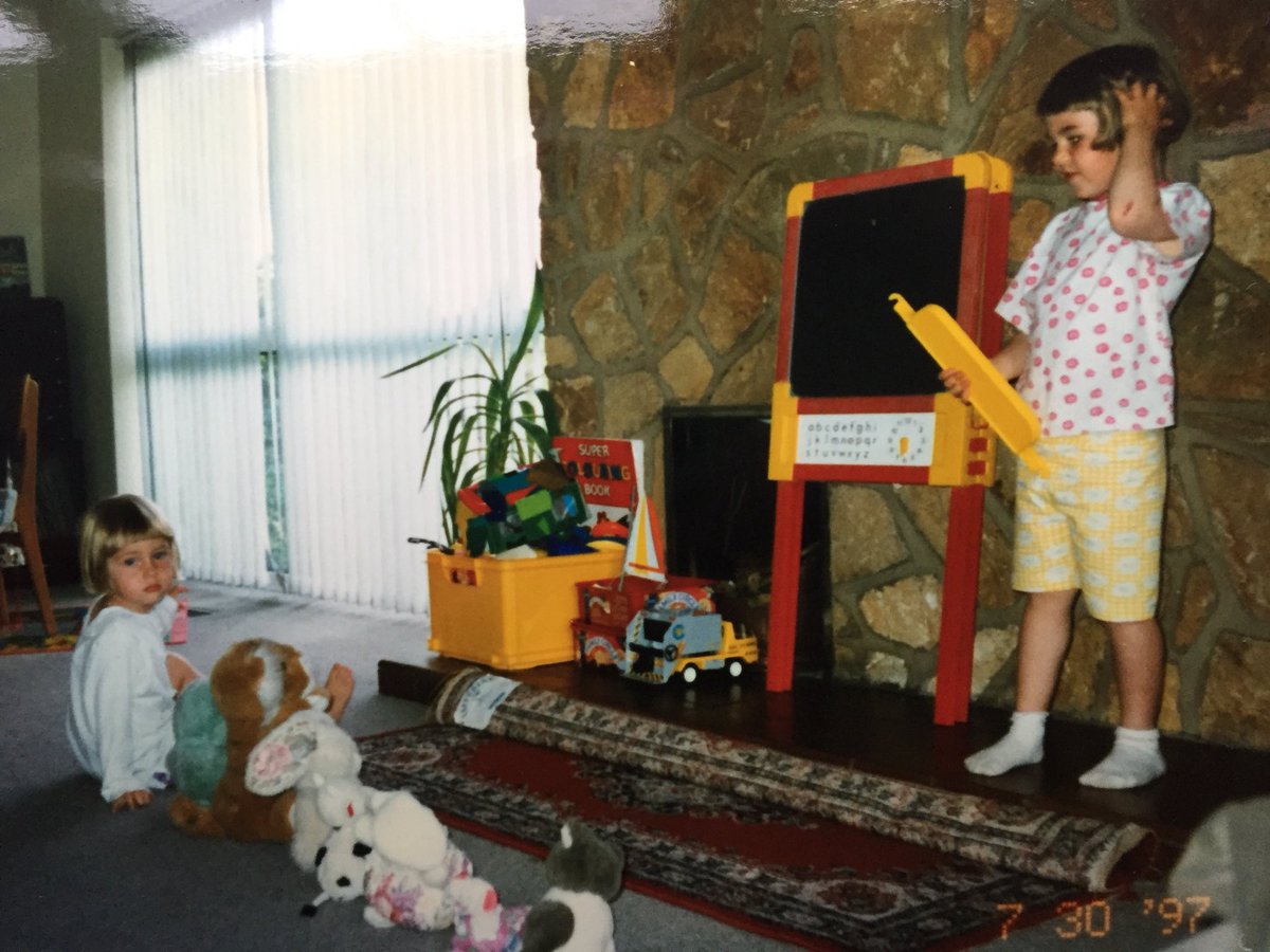 RoundBearDesign's tweet photo. V. quiet on here lately because in August I applied for, had an interview and got a place at Exeter Uni on a Primary PGCE (specialising in Art)! 🎓I’ll still be illustrating though so the duck supply will resume ASAP! Good training from the big sister Vicky Moore (c.1997) https://t.co/En4OJCblDM